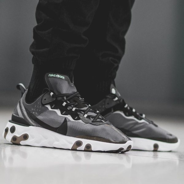 Nike React Element 87 Trainers, Nike React Element 87 Black White