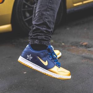 Nike Dunk Trainers, Nike SB Skate Shoes, Supreme x Nike Dunk SB Low QS 'Metallic Gold'