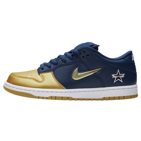 Nike Dunk Trainers, Nike SB Skate Shoes, Supreme x Nike Dunk SB Low QS 'Metallic Gold'